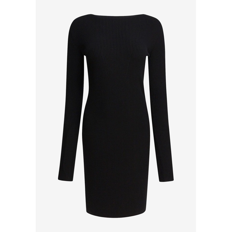 Wool Sheath Dress with Cut-Out Black wrtwstd_XS