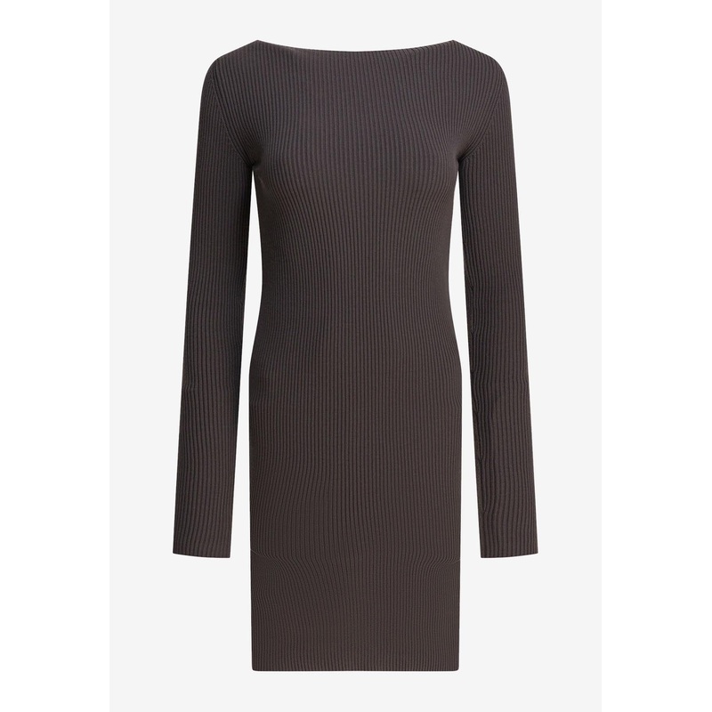 Wool Sheath Dress with Cut-Out Gray wrtwstd_XS