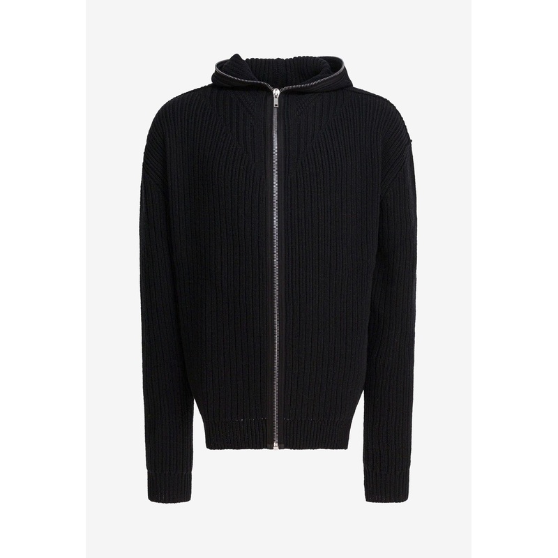 Wool Zipped Cardigan Black mrtwstd_M