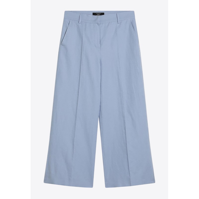 Zircone Linen-Blend Tailored Pants Light Blue wrtwit_IT 38