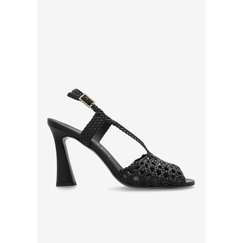 90 Woven Leather Slingback Sandals Black wshoeseu_EU 36