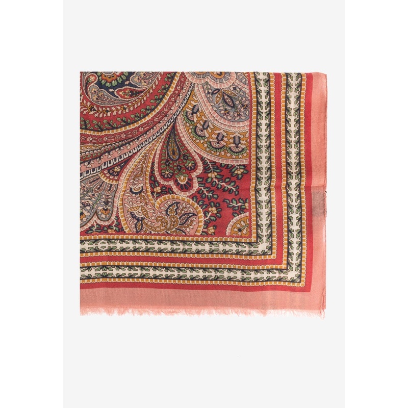 All-Over Pattern Wool and Silk Scarf Multicolor Onesize