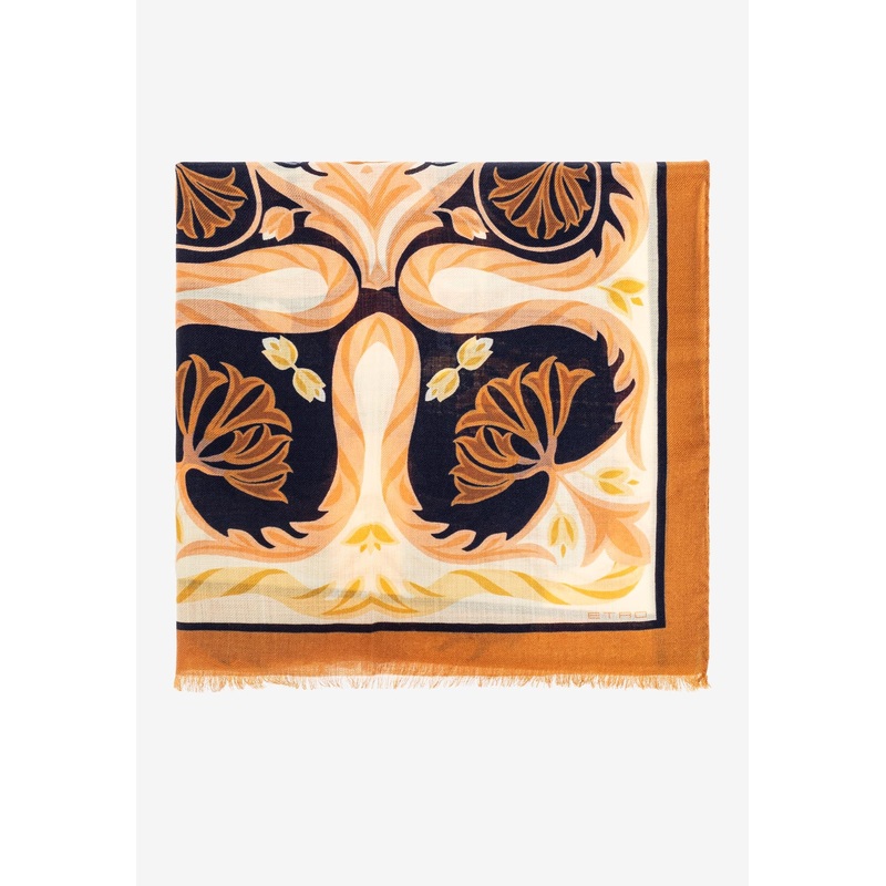 All-Over Pattern Wool Scarf Multicolor Onesize