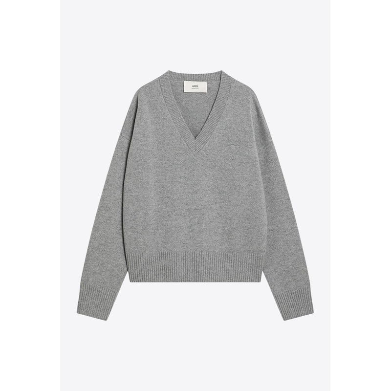 Ami De Coeur V-neck Sweater Gray wrtwstd_XS