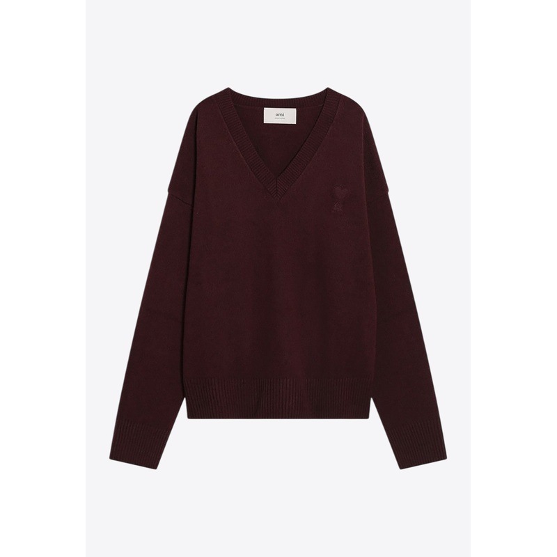 Ami De Coeur V-neck Wool Sweater Burgundy mrtwstd_S