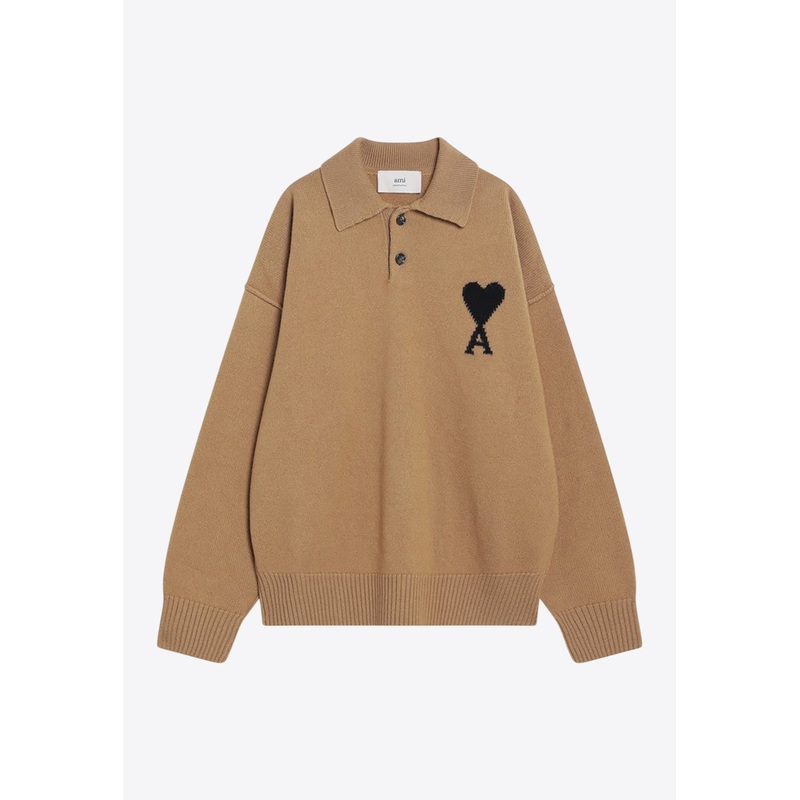 Ami De Coeur Wool Polo Sweater Camel mrtwstd_S