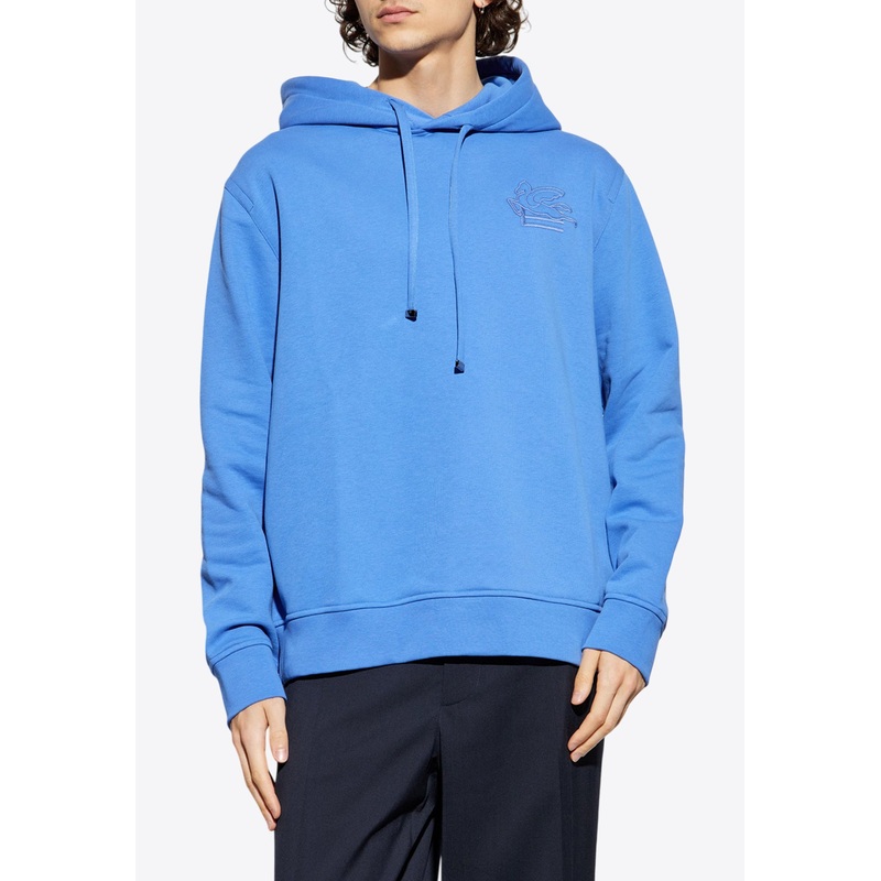 Pegaso Embroidered Drawstring Hoodie Blue mrtwstd_S