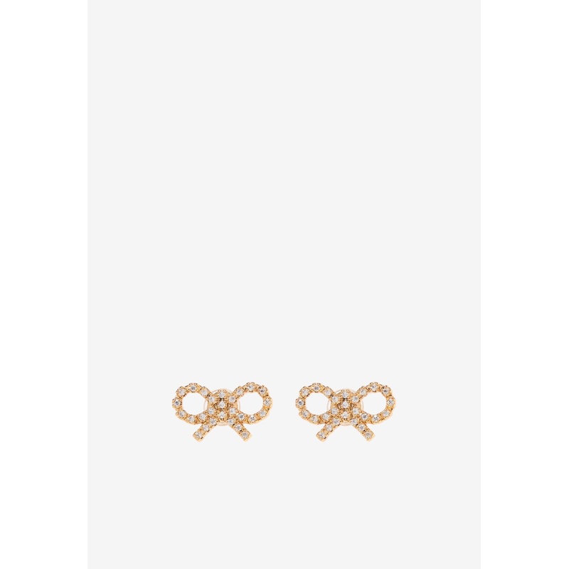 Sparkling Bow Stud Earrings Gold Onesize