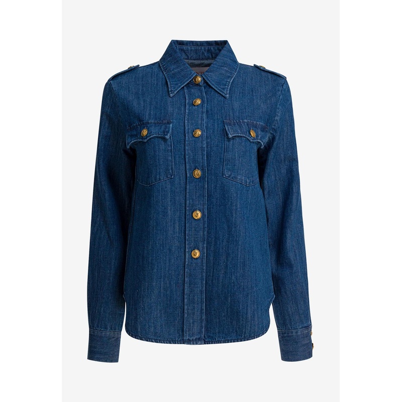 Western Style Denim Shirt Blue wrtwit_IT 42