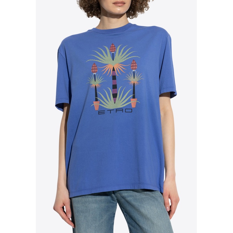 X Agostino Iacurci Palm Tree Print T-shirt Blue wrtwstd_XS