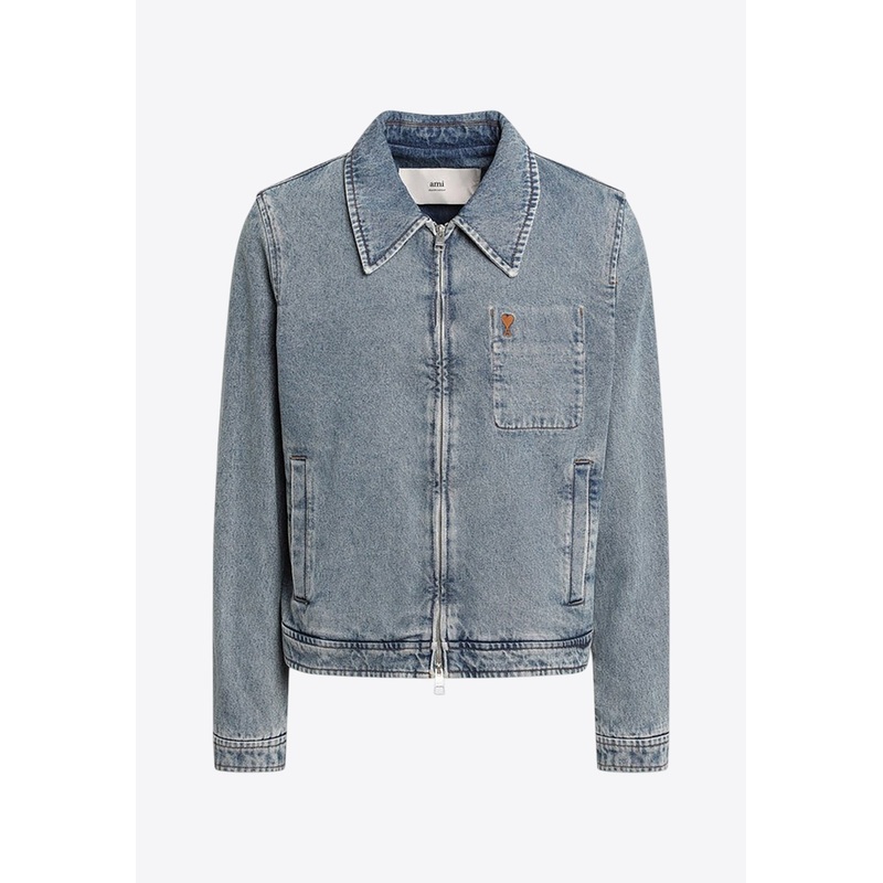 Ami De Coeur Denim Zip-Up Jacket Light Blue mrtwstd_S