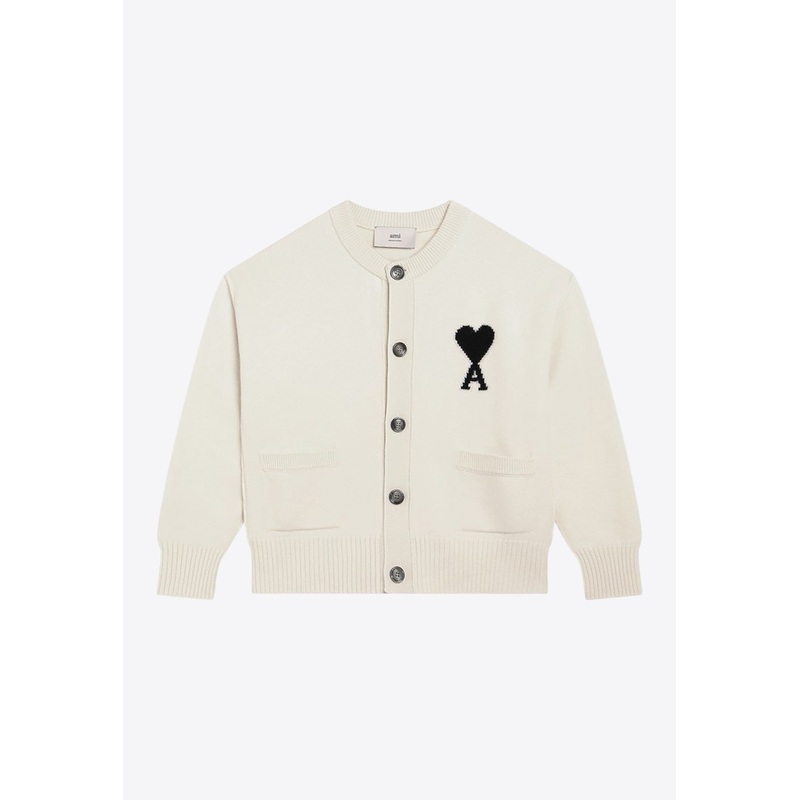 Ami De Coeur Intarsia Wool Cardigan White mrtwstd_S