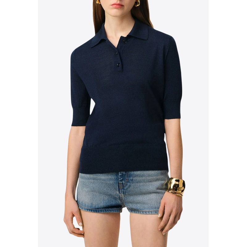 Ami De Coeur Knit Polo T-shirt Blue wrtwstd_XS