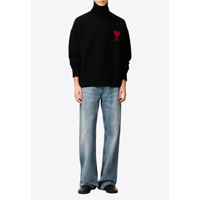 Ami De Coeur Turtleneck Wool Sweater Black mrtwstd_XS