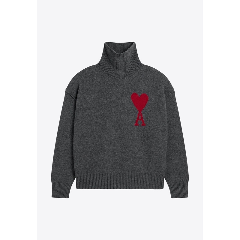 Ami De Coeur Turtleneck Wool Sweater Gray mrtwstd_S