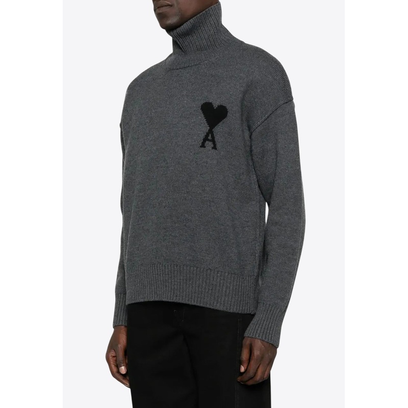 Ami De Coeur Turtleneck Wool Sweater Gray mrtwstd_XS