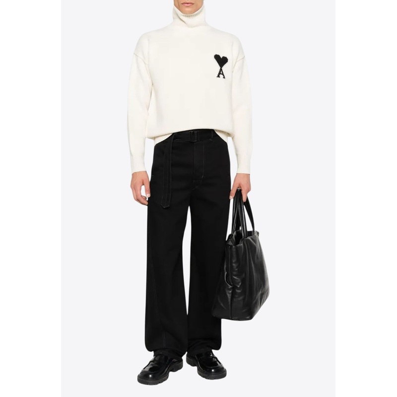 Ami De Coeur Turtleneck Wool Sweater White mrtwstd_XS