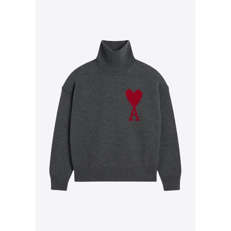 Ami De Coeur Wool Turtleneck Sweater Gray wrtwstd_S