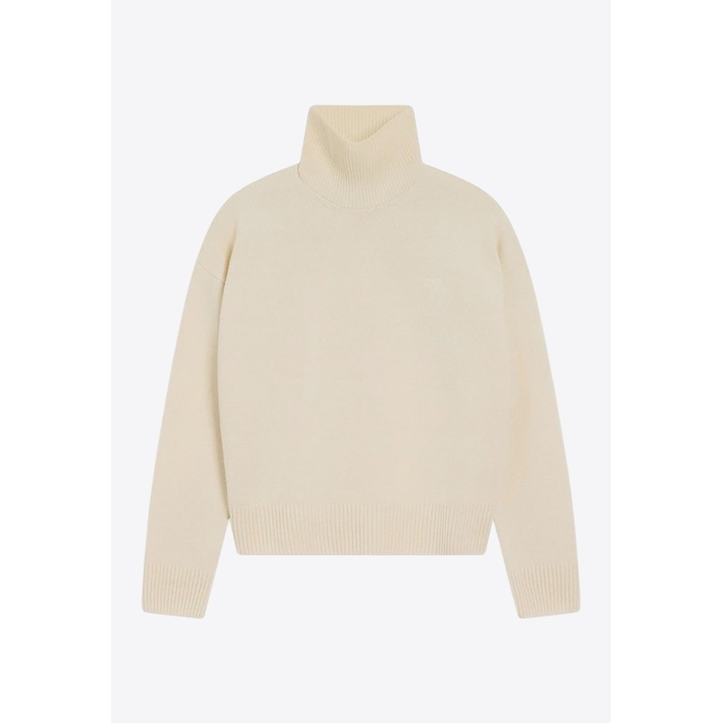 Ami De Coeur Wool Turtleneck Sweater Ivory wrtwstd_XS