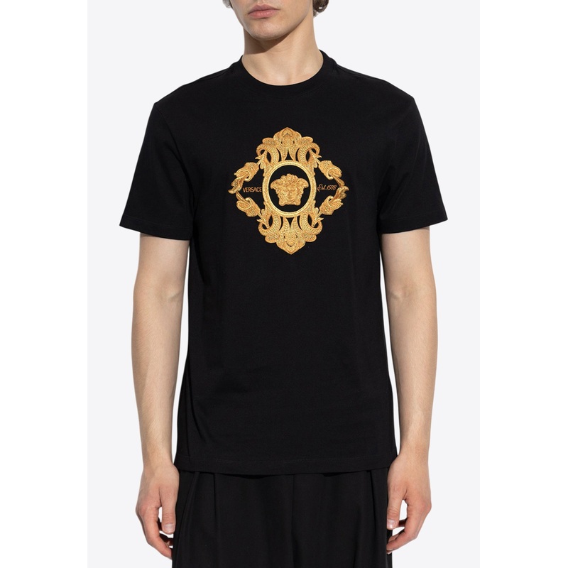 Architectural Baroque Embroidered T-shirt Black mrtwstd_S