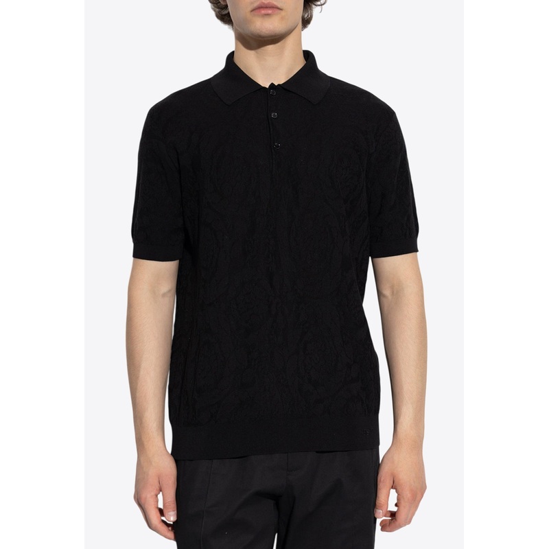 Barocco Jacquard Polo T-shirt Black mrtwit_IT 46