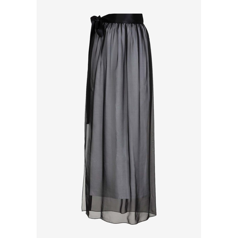 Silk Chiffon Maxi Skirt Black wrtwit_IT 40