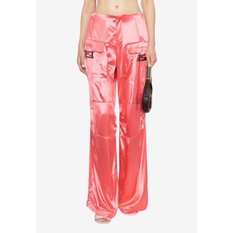 Wide-Leg Satin Cargo Pants Pink wrtwit_IT 42
