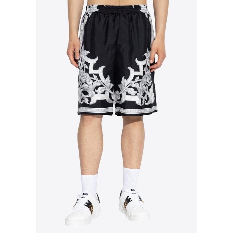 Architectural Baroque Print Silk Shorts Black mrtwit_IT 46
