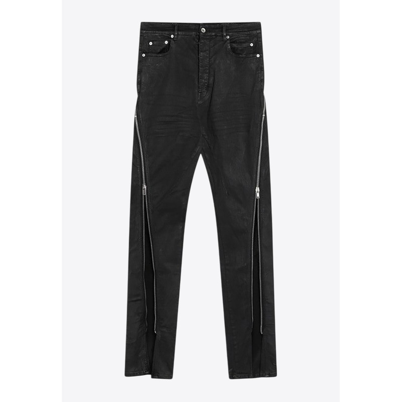 Coated Bolan Banana Jeans with Zippers Black mrtwbottoms_31