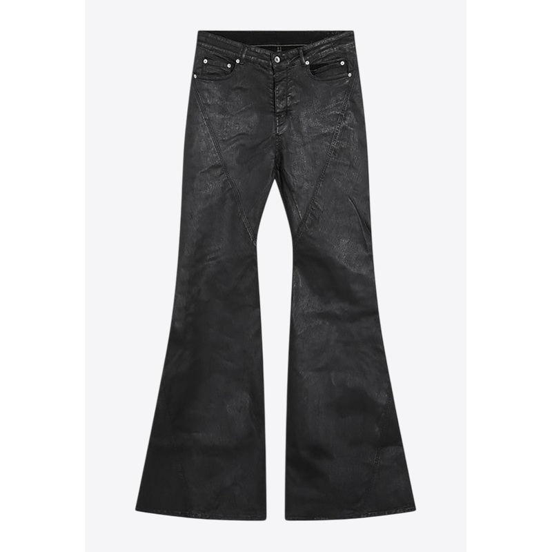 Coated Flared-Leg Jeans Black mrtwbottoms_31