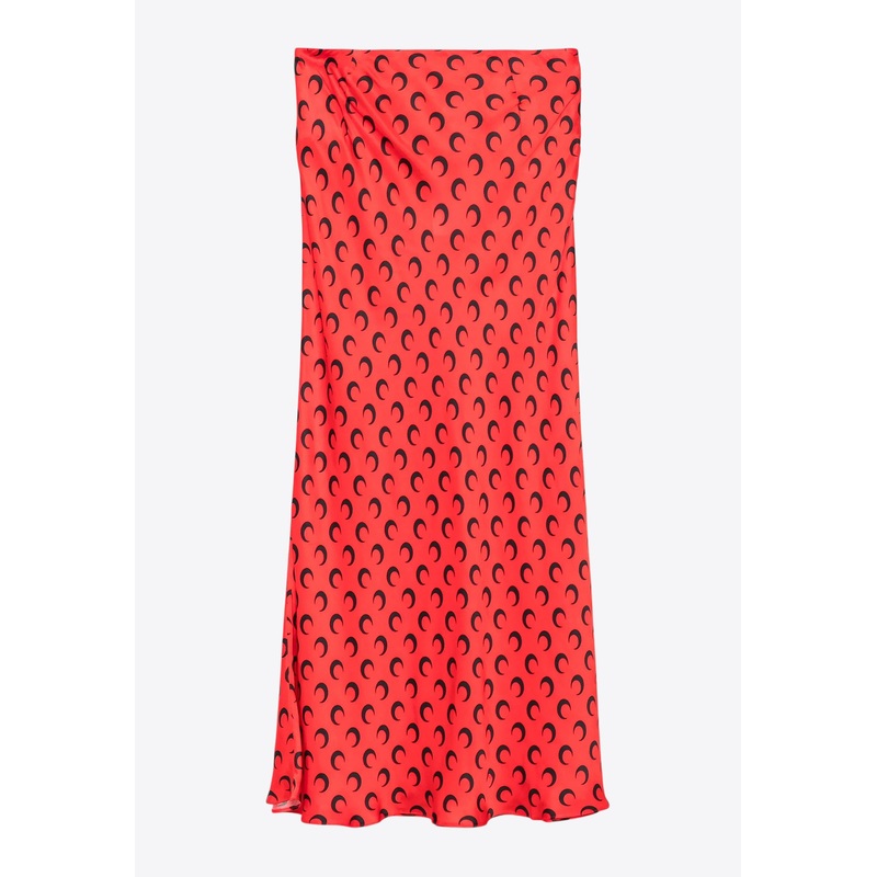 Crescent Moon Print Satin Midi Skirt Red wrtwit_IT 38