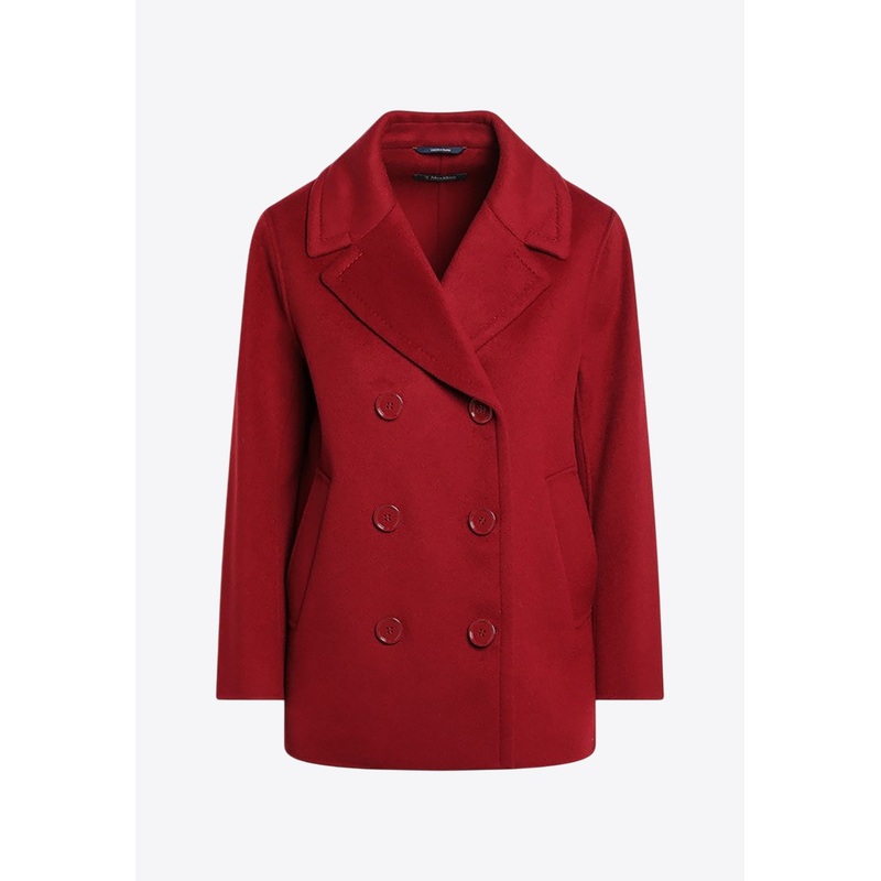 Elise Double-Breasted  Short Wool Coat Burgundy wrtwit_IT 38
