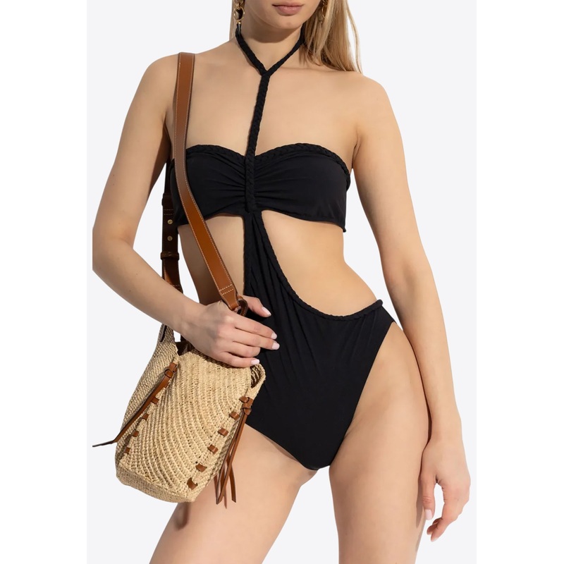Farah Cut-Out Bandeau Swimsuit Black wrtwfr_FR 34