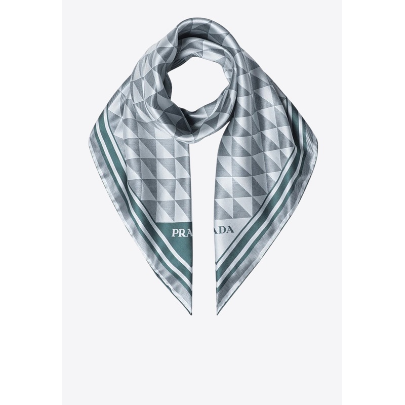 Geometric Print Silk Twill Scarf Multicolor Onesize