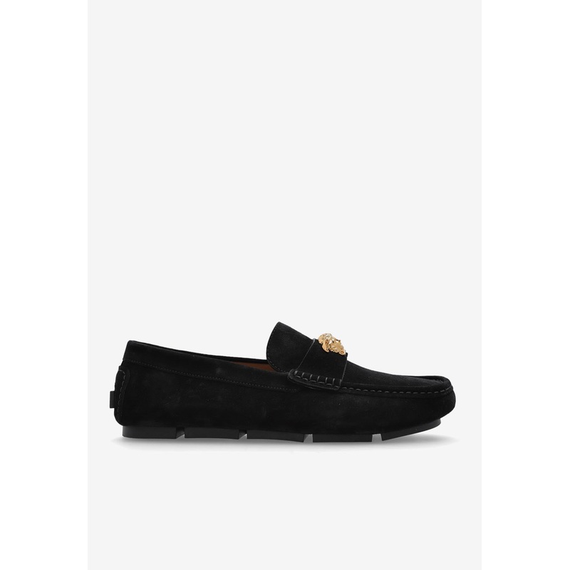 Medusa Plaque Suede Loafers Black mshoeseu_EU 39