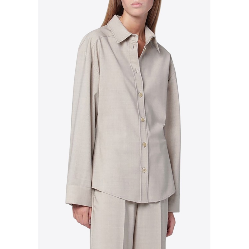 Wool Long-Sleeved Shirt Bone wrtwstd_S