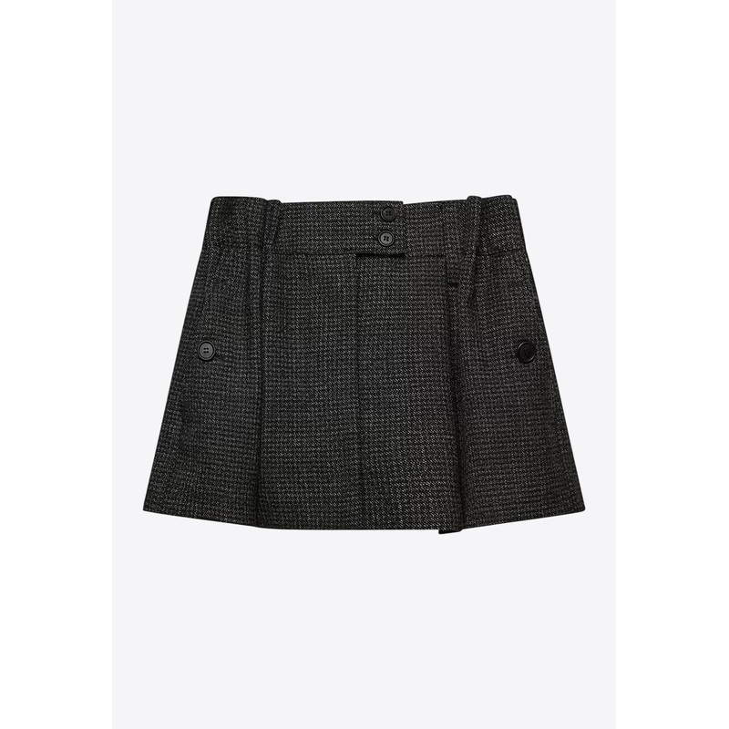 Wool Mini Skirt with Vichy-Pattern Black wrtwit_IT 38