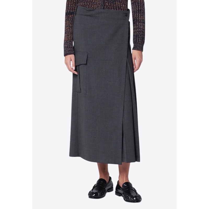 Wool Wrap Midi Skirt Gray wrtwstd_S