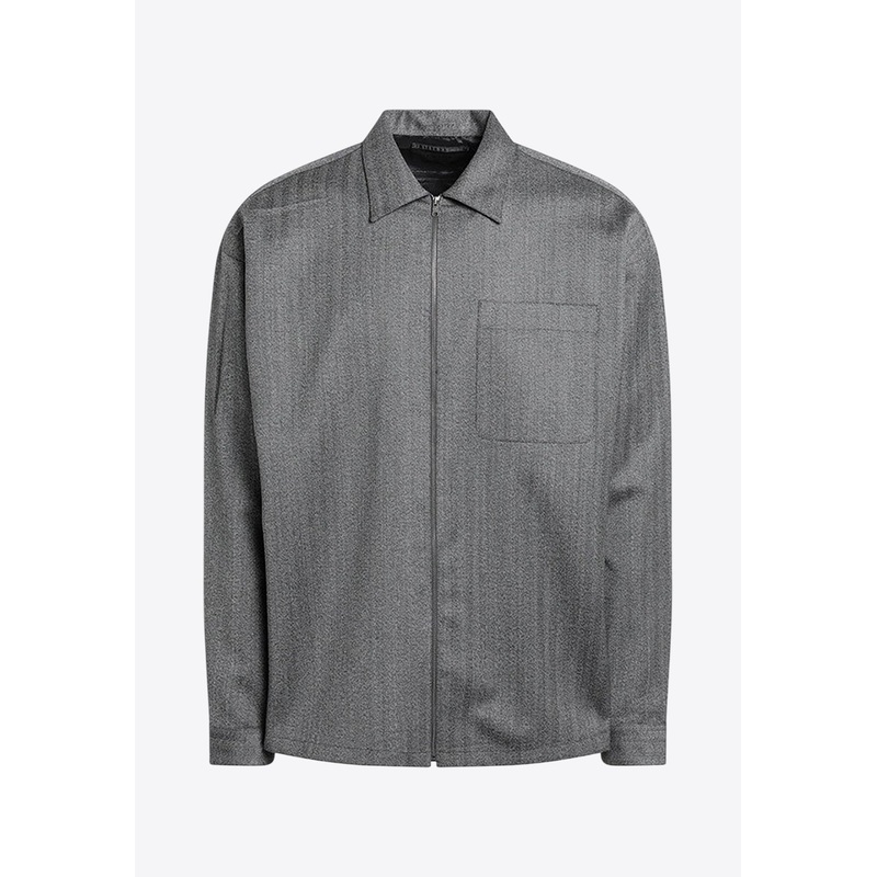 Wool Zip-Up Overshirt Gray mrtwstd_S