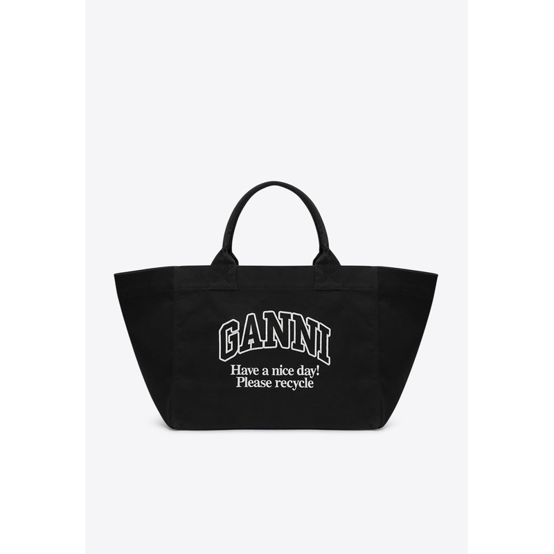 XXL Logo Canvas Tote Bag Black Onesize