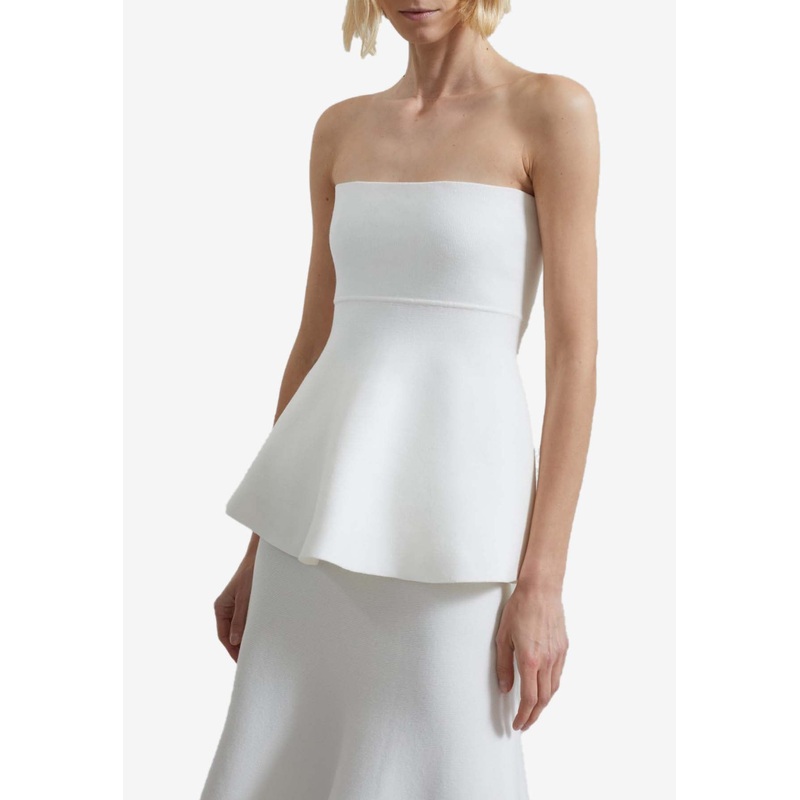 Agathe Strapless Knitted Top White wrtwstd_XS
