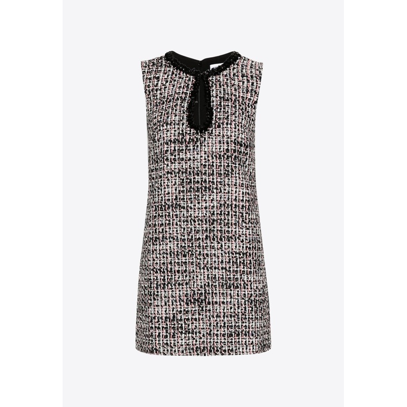 Black Boucle Embellished Mini Dress Multicolor wrtwuk_UK 6