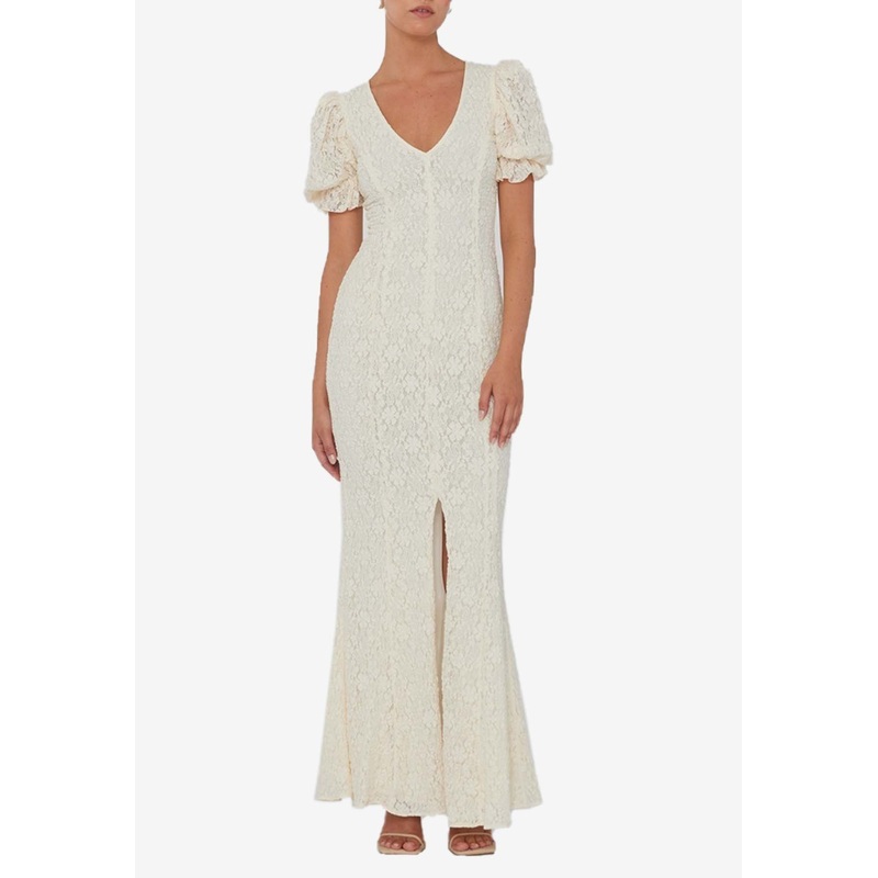V-neck Lace Maxi Dress White wrtwuk_UK 6