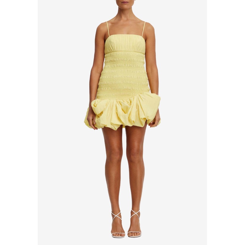 Welland Pleated Mini Dress Yellow wrtwuk_UK 6