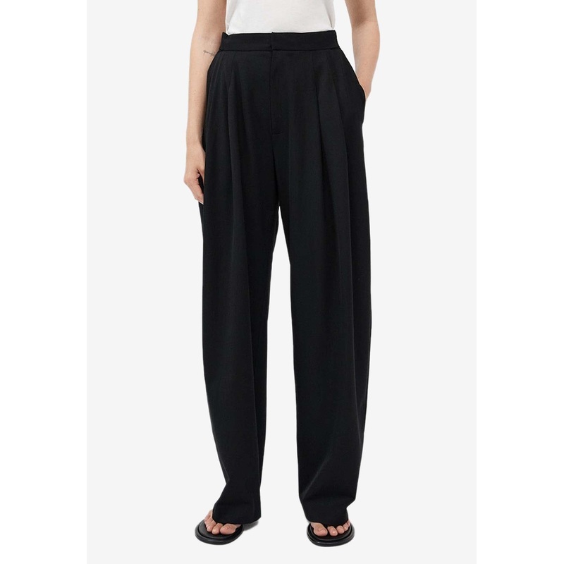 Wool Pleated Pants Black wrtwstd_XS