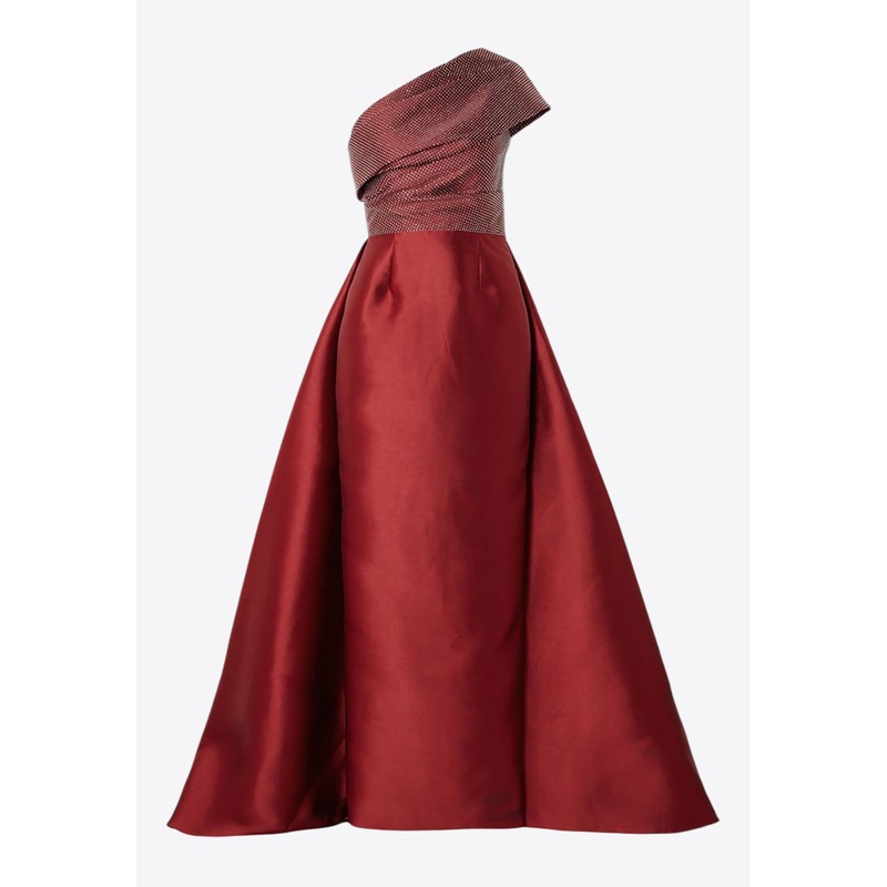 Alba One-Shoulder Crystal Embellished Gown Red wrtwuk_UK 8
