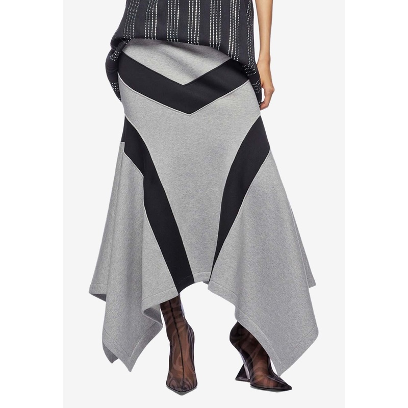 Asymmetric Paneled Midi Skirt Gray wrtwuk_UK 8