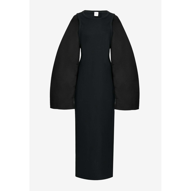Boone Rounded-Sleeved Midi Dress Black wrtwstd_S