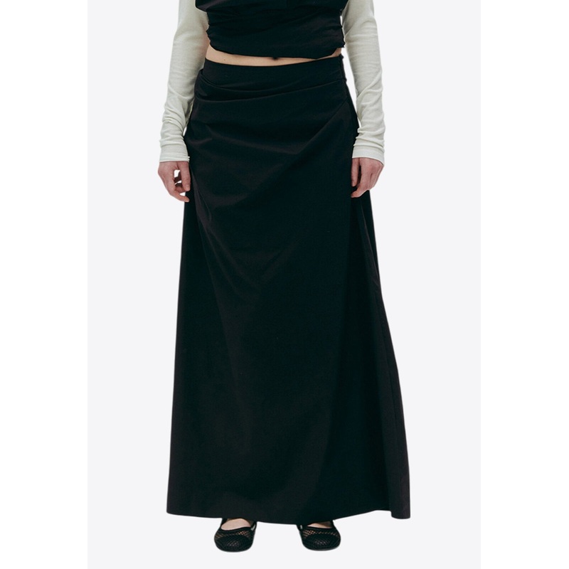 Cyprus Drape Maxi Skirt Black wrtwuk_UK 4