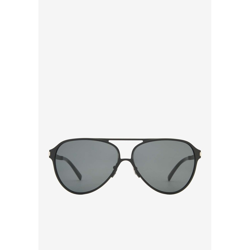 Engraved Logo Aviator Sunglasses Gray Onesize